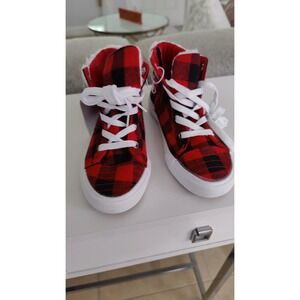 Gigil Girls Hi Top Sneakers Red Black And White Plaid Faux I Have Size 3...